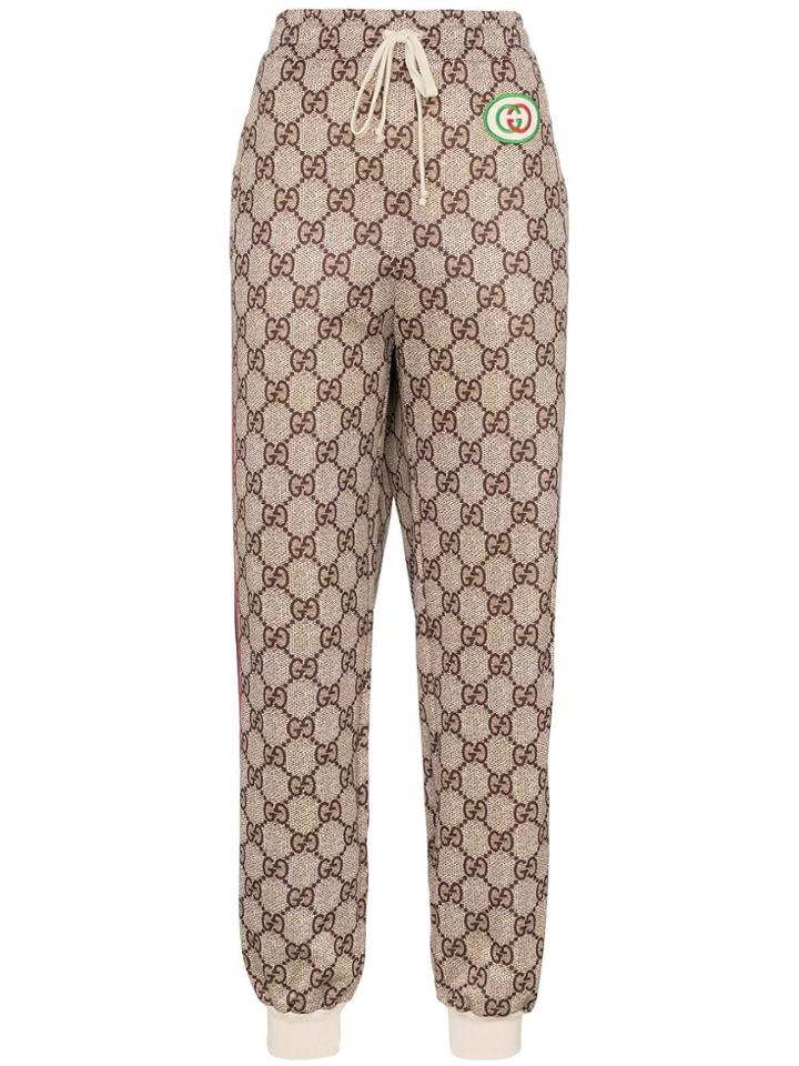Gucci Gg Supreme Print Track Trousers - Brown