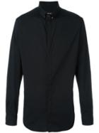 Giorgio Armani Button Down Collar Shirt, Men's, Size: 42, Black, Cotton/spandex/elastane/polyamide