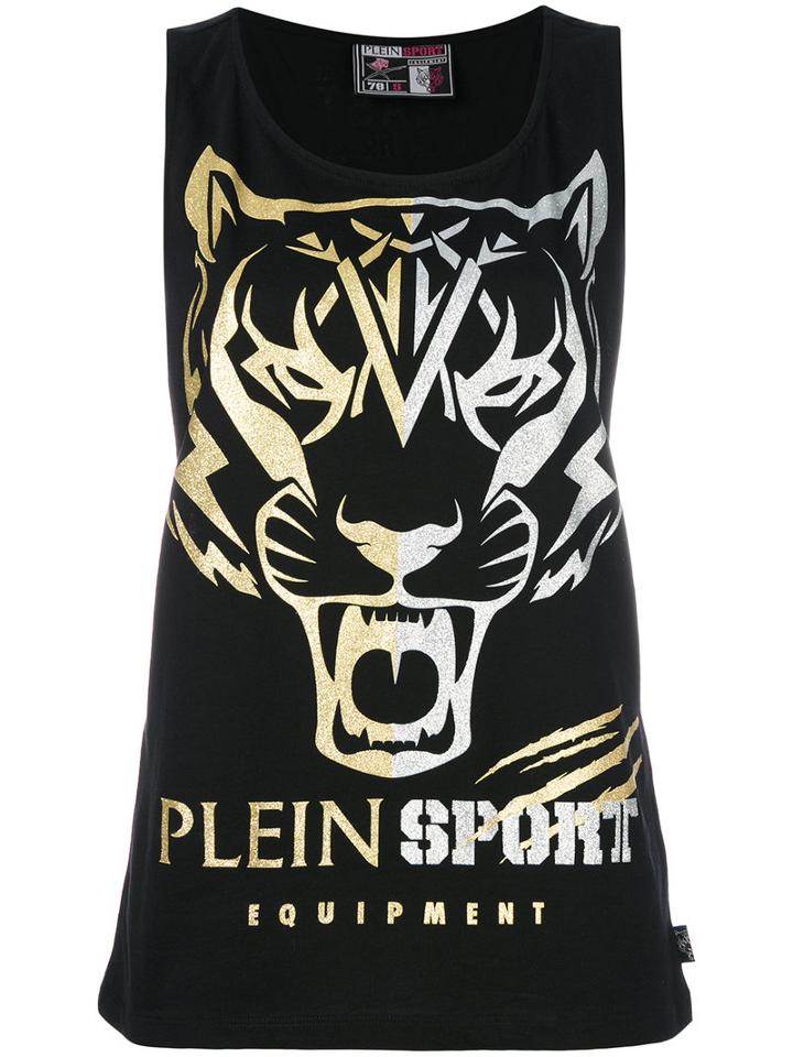 Plein Sport - Embroidered Tank Top - Women - Cotton - Xs, Black, Cotton