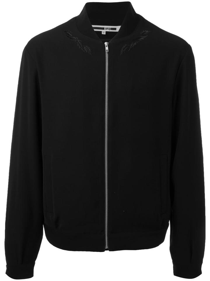 Mcq Alexander Mcqueen Front Zipped Bomber Jacket, Men's, Size: 52, Black, Polyester