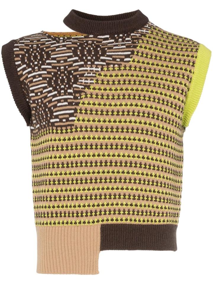 Cmmn Swdn Ross Patchwork Sweater Vest - Brown