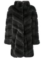 Yves Salomon 'four Rex' Coat, Women's, Size: 36, Grey, Silk/goat Fur/rabbit Fur