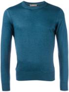 Cruciani Knitted Sweater, Men's, Size: 52, Blue, Cashmere/silk