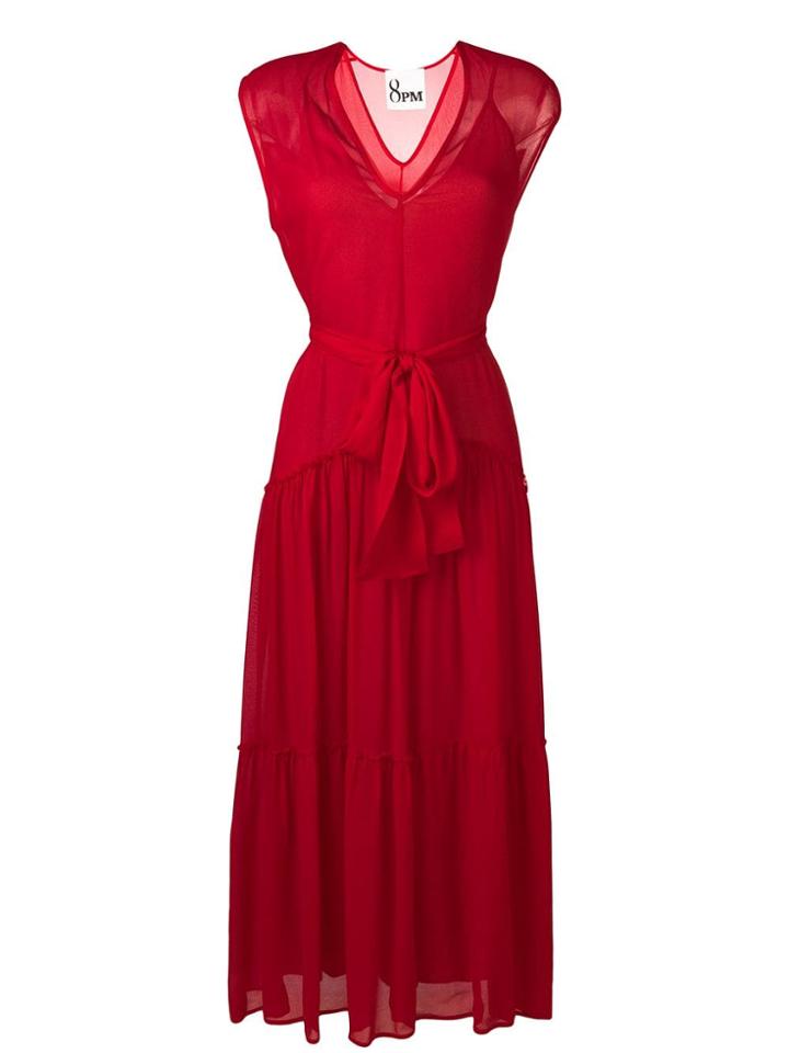 8pm Tie Waist Dress - Red