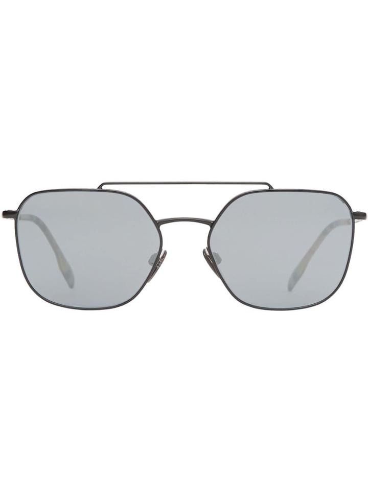 Burberry Top Bar Detail Square Pilot Sunglasses - Black