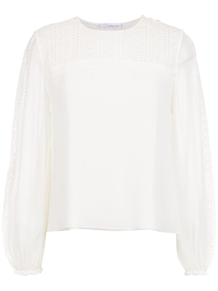 Nk Lace Panels Silk Blouse - White