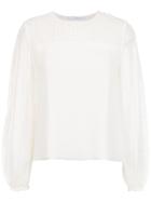 Nk Lace Panels Silk Blouse - White