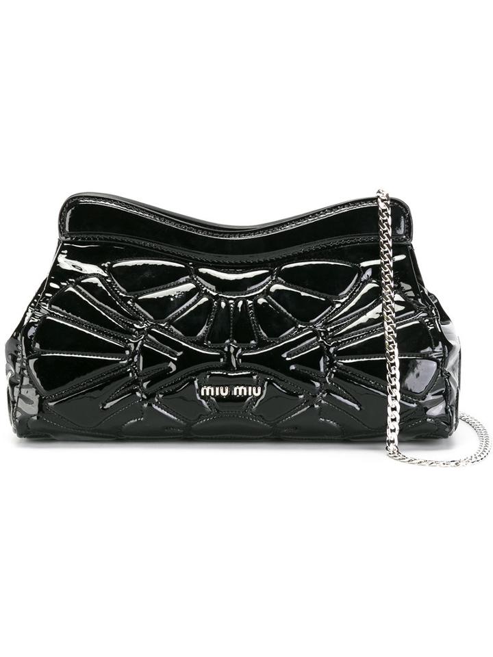 Miu Miu Embossed Clutch, Women's, Black, Patent Leather