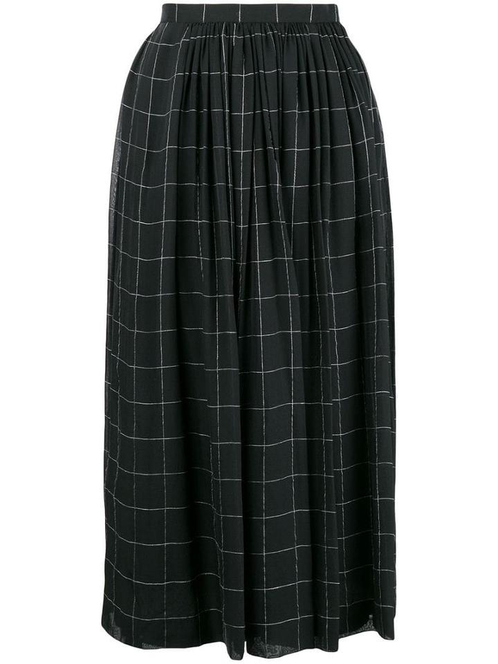 Giorgio Armani Pre-owned Checked Pleated Midi Skirt - Black
