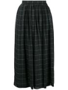 Giorgio Armani Pre-owned Checked Pleated Midi Skirt - Black