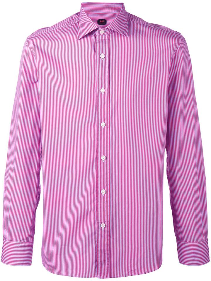 Mp Massimo Piombo Striped Shirt, Men's, Size: 41, Pink/purple, Cotton