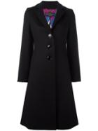 Salvatore Ferragamo Single Breasted Coat, Women's, Size: 40, Black, Silk/cashmere/virgin Wool