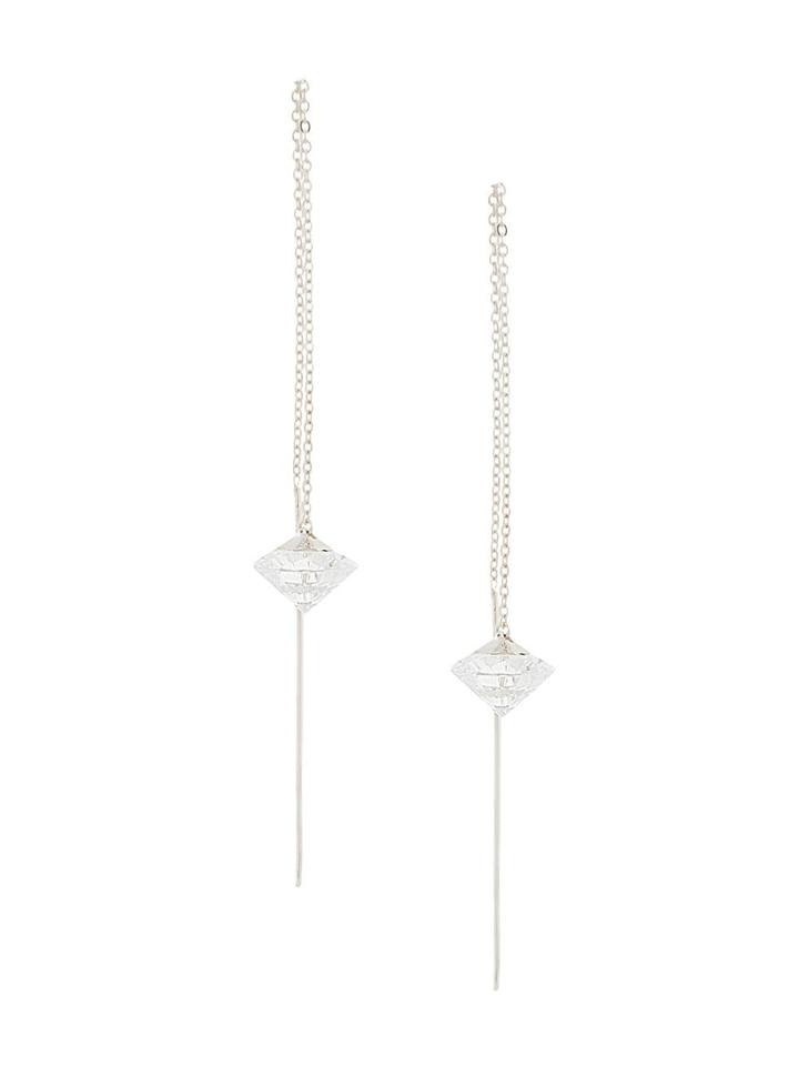E.m. Embellished Drop Earrings - Metallic
