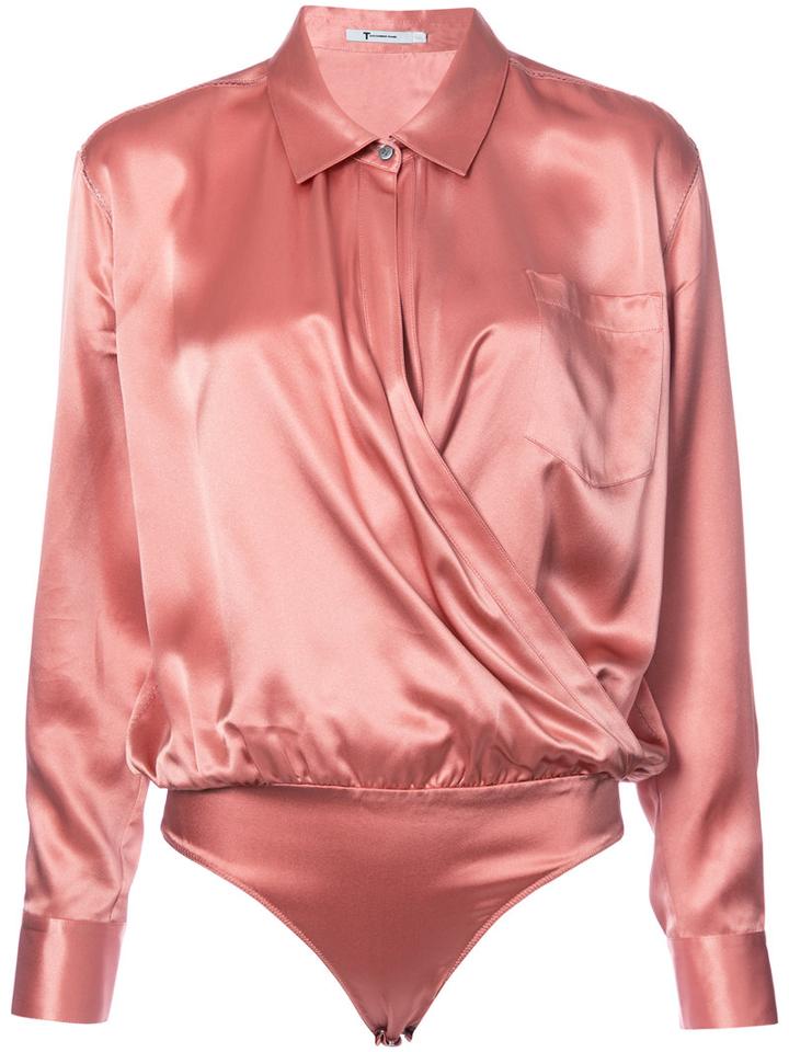 Alexander Wang - V-neck Silk Blouse - Women - Silk - 8, Pink/purple, Silk