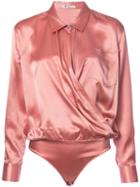 Alexander Wang - V-neck Silk Blouse - Women - Silk - 8, Pink/purple, Silk
