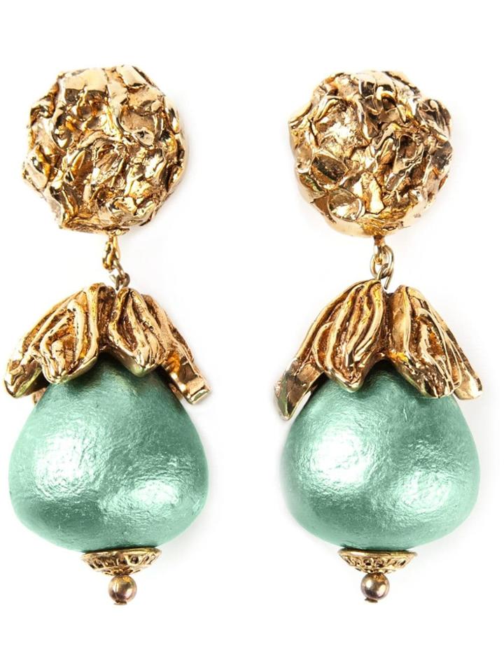 Katheleys Vintage 'baroque' Earrings - Green