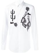 Dolce & Gabbana Western Patch Shirt, Men's, Size: 42, White, Cotton/acrylic/polyester/glass