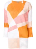 Emilio Pucci Colour-block Pleated V-neck Jumper - Yellow & Orange