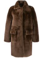 Desa 1972 Long Sleeve Shearling Coat - Brown