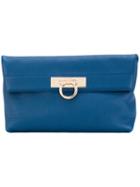 Salvatore Ferragamo - Gancio Clutch Bag - Women - Calf Leather/polyester - One Size, Blue, Calf Leather/polyester