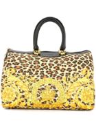 Versace Vintage Sunburst Leopard Print Boston Bag - Multicolour