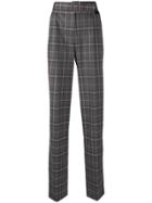 Be Blumarine Checked High-waist Belt Trousers - Grey