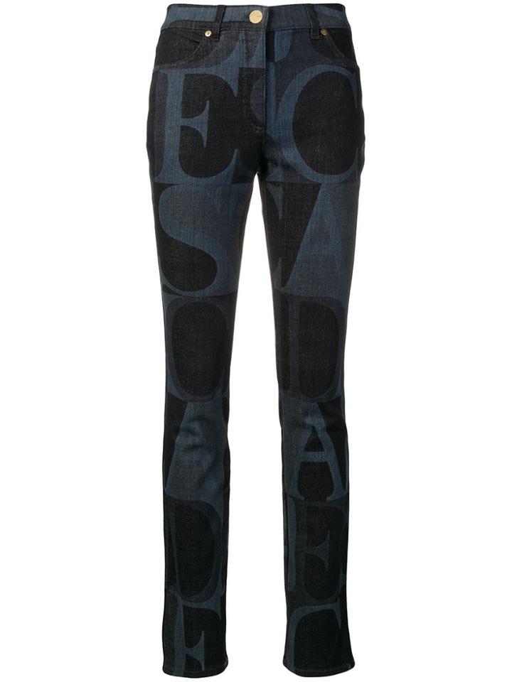 Escada Logo Print Skinny Jeans - Blue