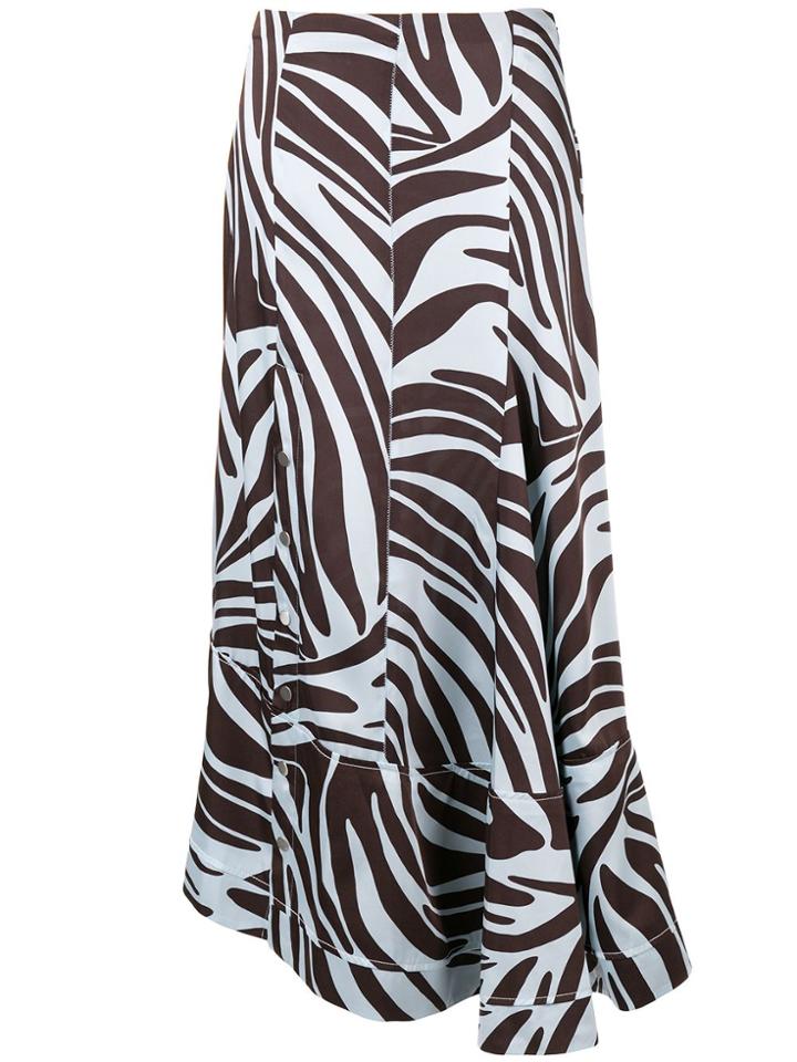 3.1 Phillip Lim Zebra Print Asymmetric Skirt - Brown
