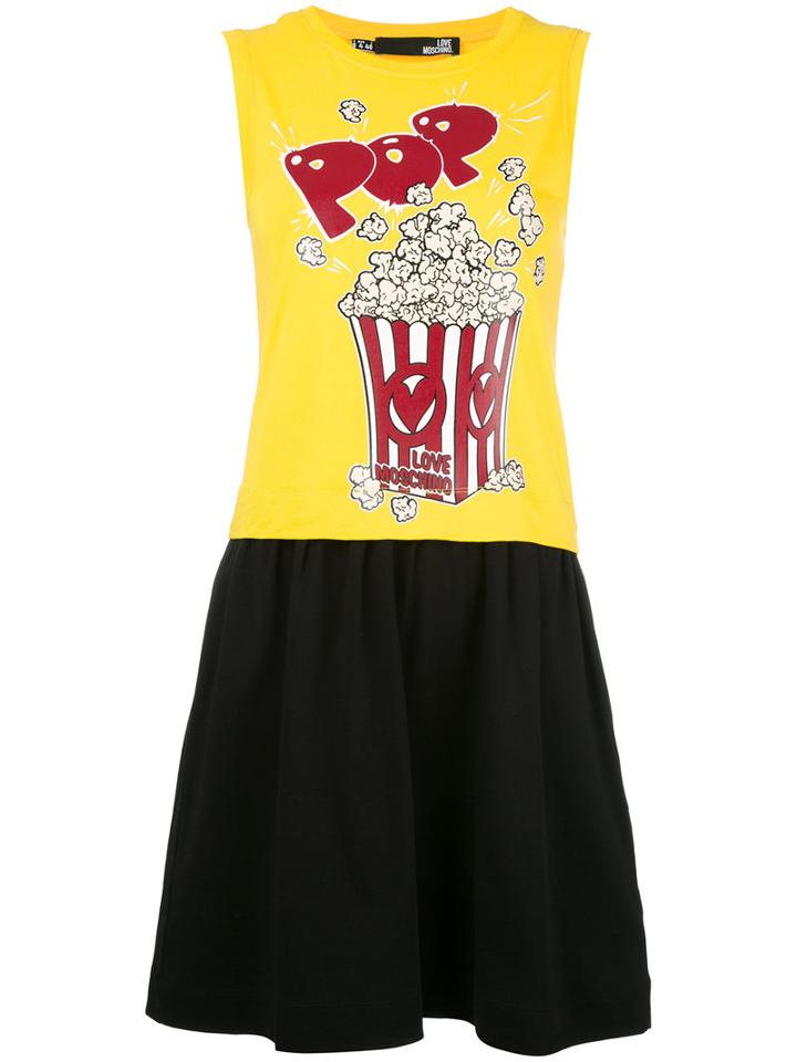 Love Moschino - Popcorn Print Dress - Women - Cotton - 40, Yellow/orange, Cotton