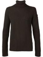 Isabel Benenato Ribbed Roll Neck Sweater, Men's, Size: Large, Grey, Merino