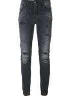 Pierre Balmain Distressed Skinny Jeans, Women's, Size: 24, Grey, Cotton/polyester