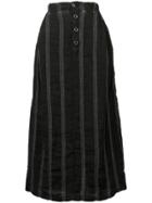 Transit Striped Midi Skirt - Black