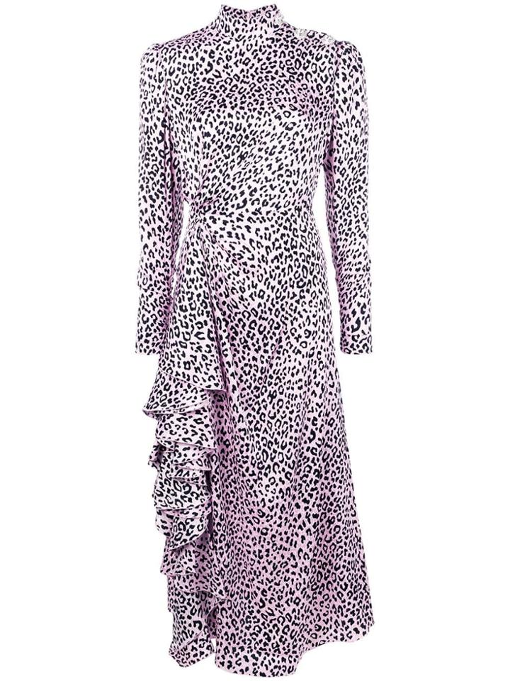 Alessandra Rich Leopard Print Midi Dress - Pink