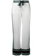Equipment Bordered Pinstripe Trousers, Women's, Size: Xs, White, Silk