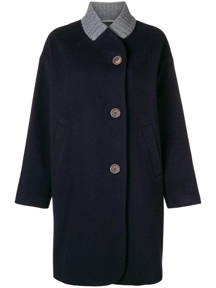 Peserico Ribbed Collar Coat - Blue