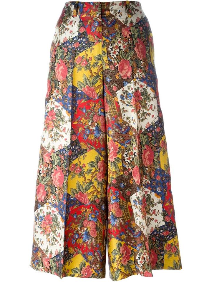 Alberto Biani Patchwork Floral Print Palazzo Pants, Women's, Size: 44, Silk/acetate/viscose