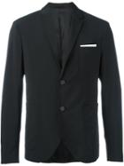 Neil Barrett Two Button Blazer, Men's, Size: 52, Black, Polyester/polyurethane/viscose