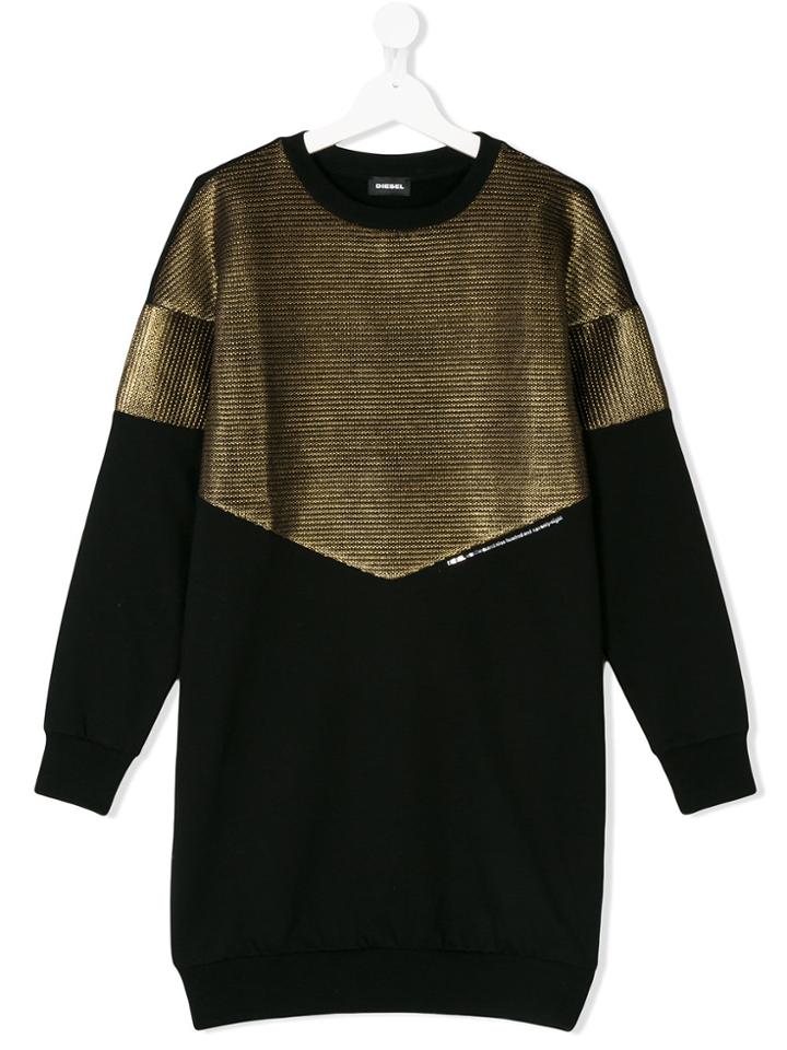Diesel Kids Teen Metallic Block Dress - Black
