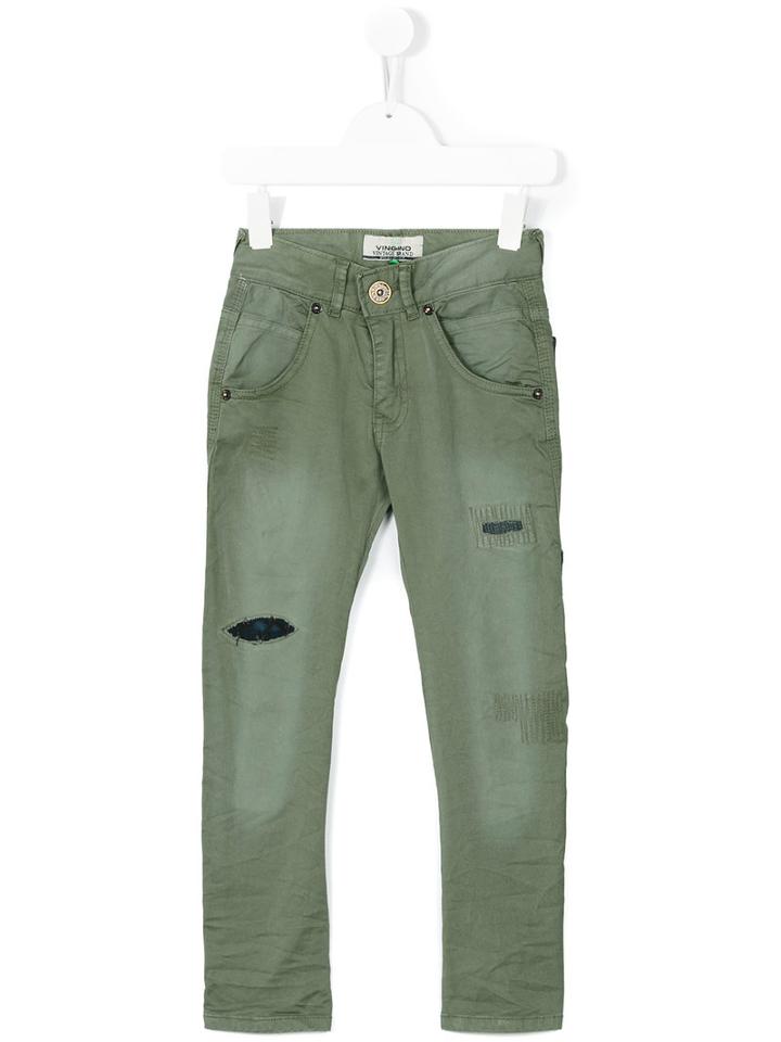 Vingino - Distressed Chinos - Kids - Cotton/spandex/elastane - 12 Yrs, Green