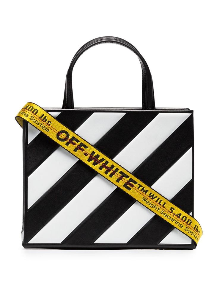 Off-white Ofwht Diag Boxbg Sml Lthr Tote - Black