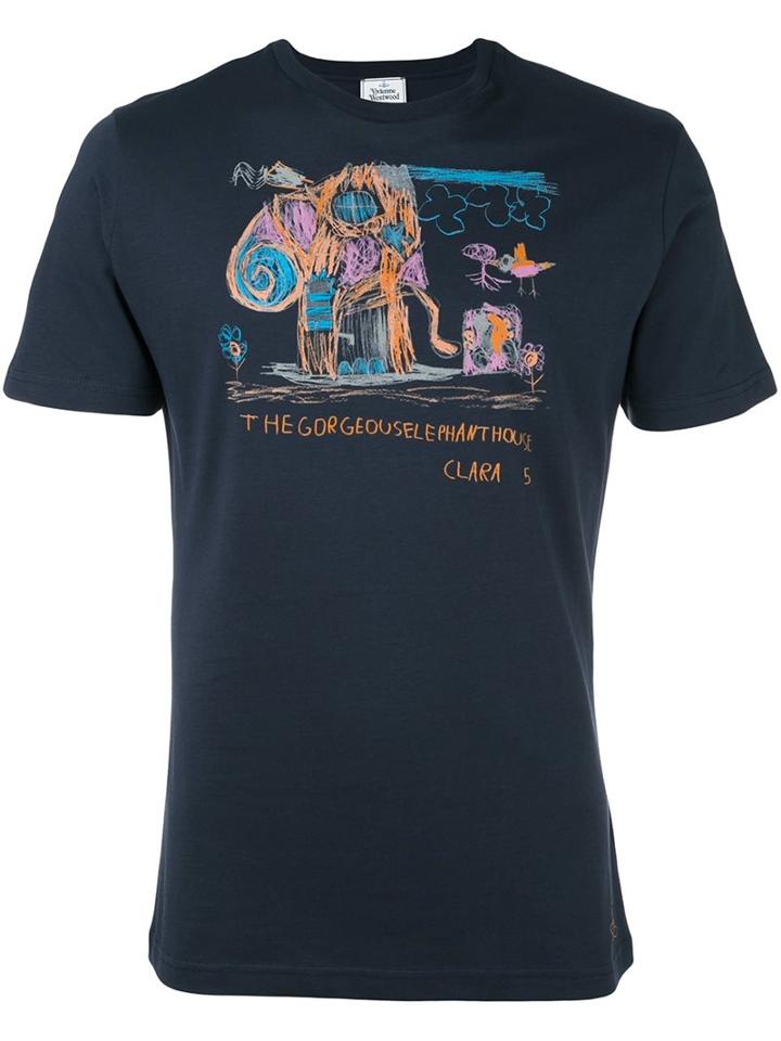 Vivienne Westwood Man 'gorgeous Elephant House' T-shirt, Men's, Size: Medium, Blue, Cotton