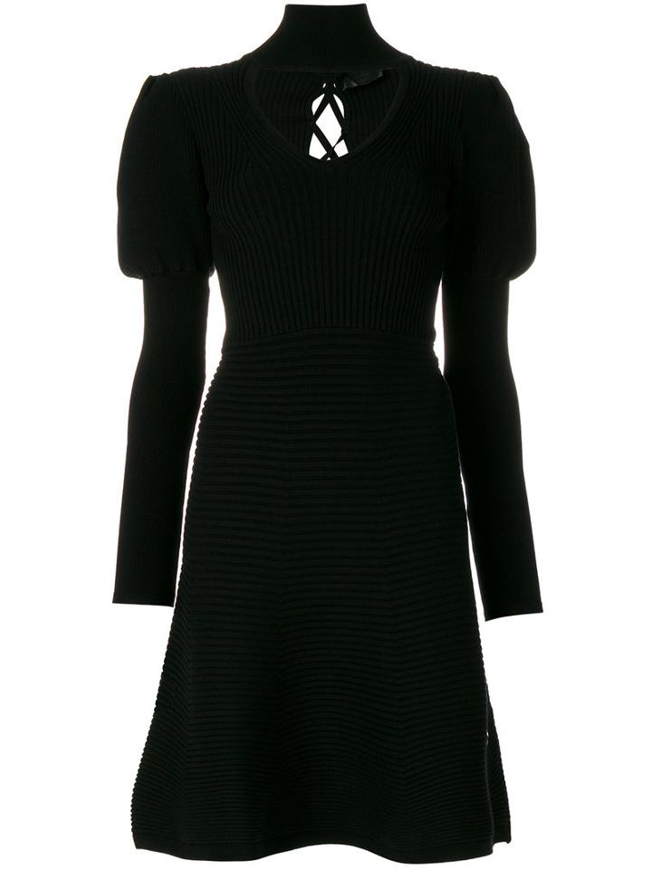 Philipp Plein - Ribbed A-line Dress - Women - Polyester/viscose - Xl, Black, Polyester/viscose