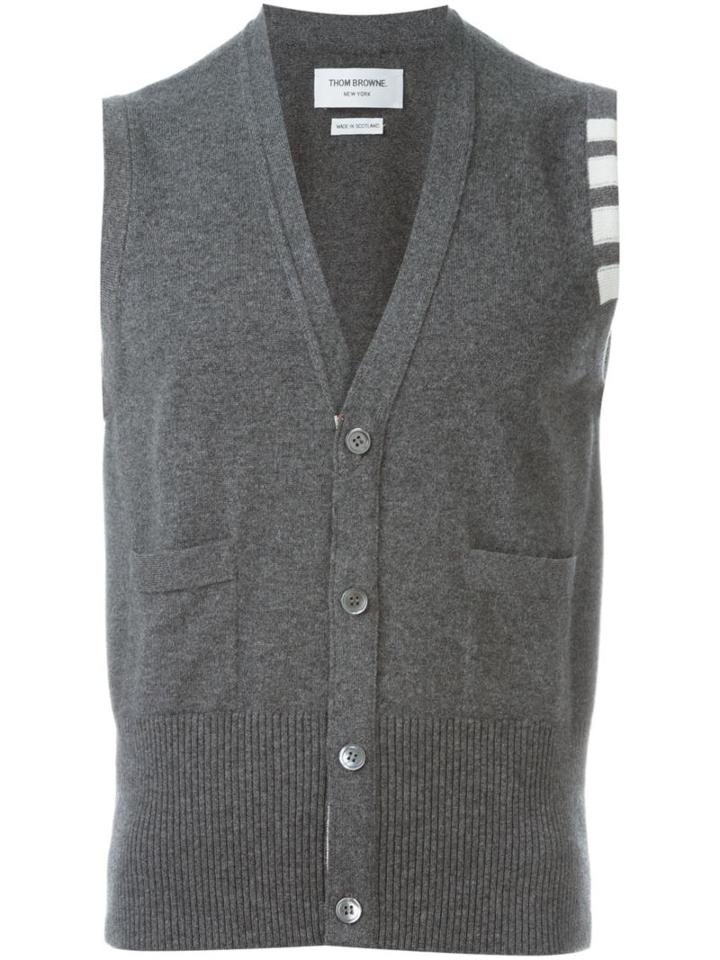 Thom Browne Buttoned Vest, Men's, Size: 0, Grey, Cashmere