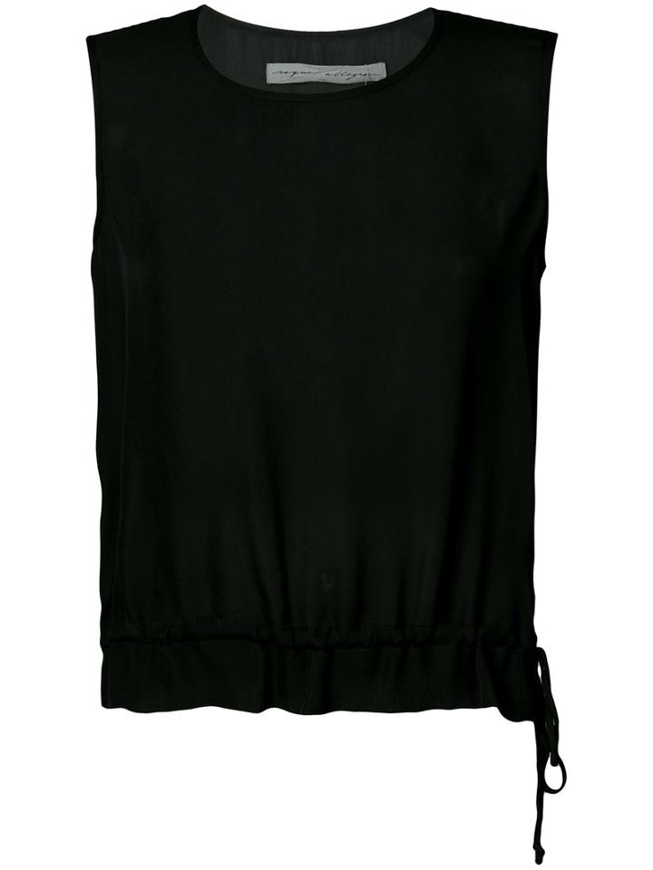 Raquel Allegra - Drawstring Waist Sleeveless Top - Women - Silk - 3, Black, Silk