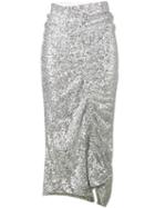 Preen By Thornton Bregazzi Asymmetrical Sequin Skirt, Women's, Size: Large, Grey, Polyester/spandex/elastane