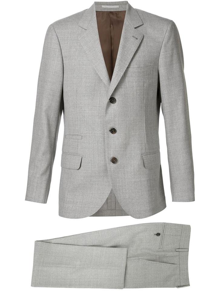 Brunello Cucinelli Formal Suit, Men's, Size: 54, Grey, Cupro/wool