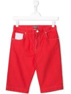 Bonpoint Contrast Pocket Denim Shorts - Red