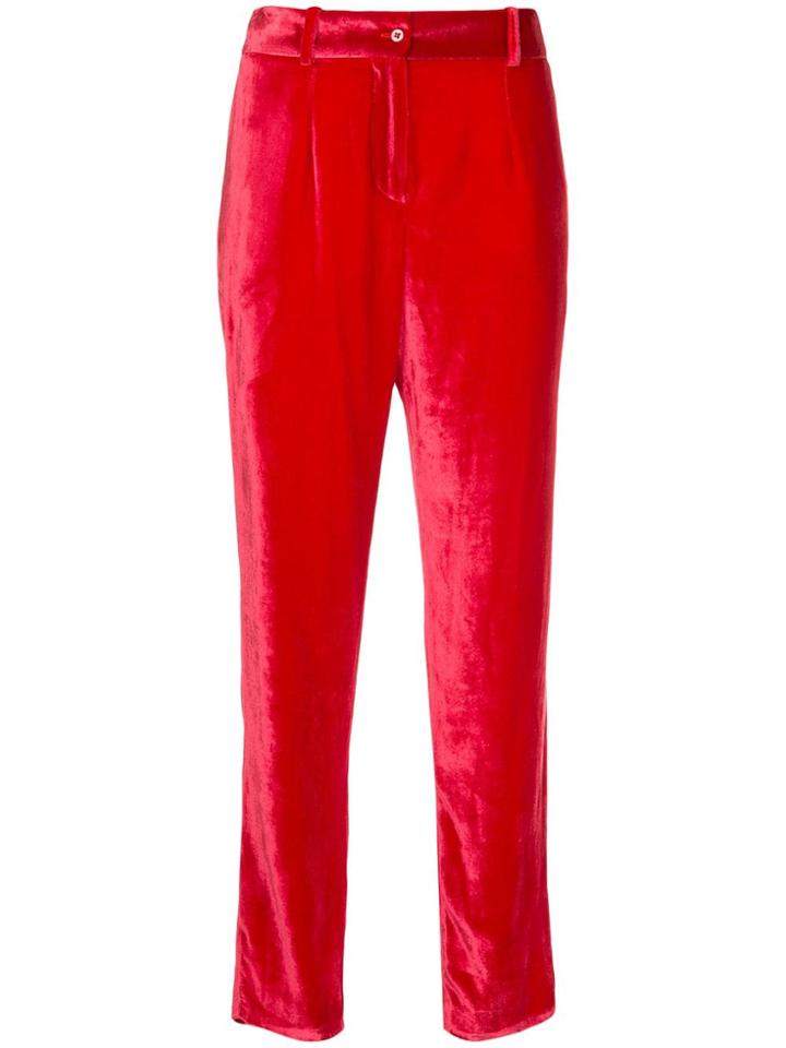 Ingie Paris Velvet Straight Trousers - Red
