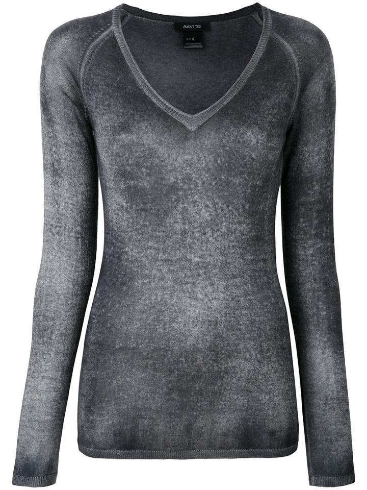 Avant Toi - V Neck Top - Women - Silk/cashmere - M, Blue, Silk/cashmere