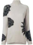 Etro Floral Print High Neck Jumper, Women's, Size: 46, Grey, Cashmere/wool